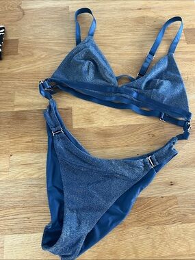 Blue shimmer 1 piece pole /aerial dance or bathing suit